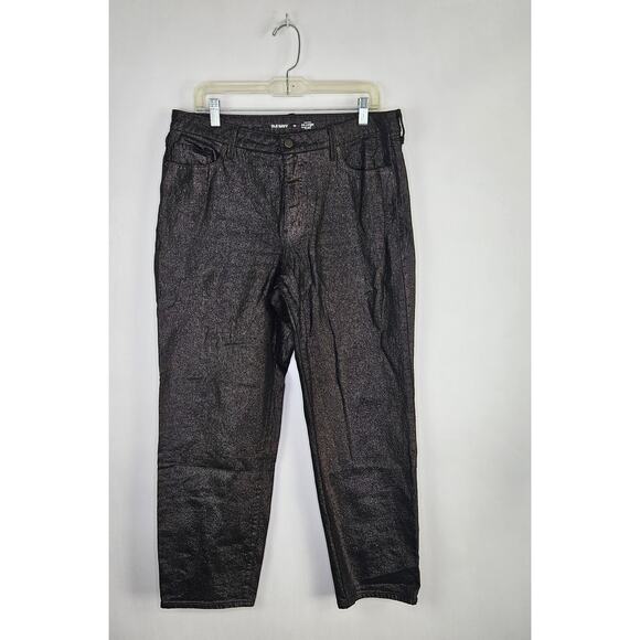 Old Navy High-Waisted Shine OG Loose Jeans Black Metallic Shimmer Size 14 - Picture 4 of 15